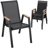 TLGREEN Gartenstuhl 4er Set Stapelstühle mit Metallrahmen und Kunstholz-Armlehnen, (4 St), bis 150 kg Belastbar,für Gärten, Innenhöfe, Balkone, Restaurants
