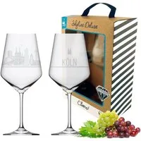 3forCologne Weinglas I LOVE Köln Weingläser 2er Set Weinglas mit Gravur der Kölner Skyline Souvenir Deutschland Geschenkidee Muttertag, Vatertag, Gastgeschenk Geschenkbox Deutschland MADE IN GERMANY