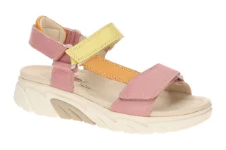 Gabor 86.833 Sandale Damen ROLLINGSOFT pink apricot yellow Keilabsatz Gummi-P...