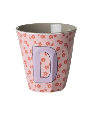 Rice Melamin Becher Buchstabe D/Flowers/rosa 250ml