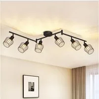 ZMH Deckenleuchte 6 Flammig E14 Deckenstrahler Retro Drehbar 350° für Flur Schlafzimmer, Staubgeschützt, ohne Leuchtmittel, Einfache Installation für Wohnzimmer Küche