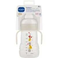 MAM Trinklernbecher Trainer+ Cup 220ml 4m+ Baby Trinklernflasche mit Griffen, Silikonsauger, Mit 2 verschiedenen Trinkaufsätzen für zweistufiges Lernen