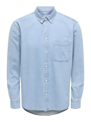 ONLY&SONS - ONSORSON REGULAR YFM DNM SHIRT NOOS Light Blue Denim - Gr. - M