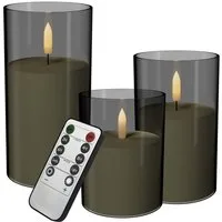 FIVMEN LED-Kerze 3 Stück LED Kerzen Flammenlosekerzen mit Fernbedienung Acryl Shell