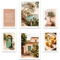 ARTFAVES Bilder-Collage Poster Set La Dulce Vida Española I mehrteilige Bilderwand I Wandbilde, (Wandbilder modern, 6 St)