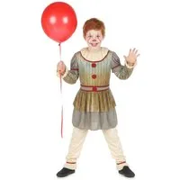 JADEO Kostüm Halloween-Clown-Kostüm für Kinder grau-beige-rot