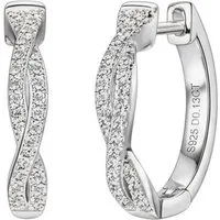 KARMA Paar Creolen Damen mit Moissanit 925er Silber Ohrringe (Damencreolen Damenohrringe, eleganter Ohrschmuck für Frauen), in Silber oder Gold 17 mm Ø