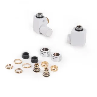 Terma Set Regelventil DEXTER GZ 1/2" - Ø16x2, Ø15 links, TGERCD2-BI, Weiß TGERCD2-BI