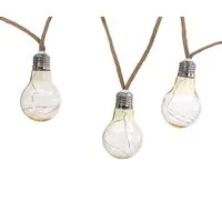 Dehner LED Solarleuchte Lichterkette Manaus, mit 10 warmweißen Glühbirnen, Warmweiß, IP44, Kunststoff/Hanf, Farben natur/transparent/silber