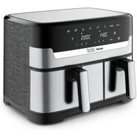 Tefal Heißluftfritteuse Jamie Oliver by Tefal Dual Easy Fry & Grill, 2 unabhängige Garzonen, 2700 W, Heissluftfritteuse Doppelkammer, 8 automatische Programme, EY90JDE
