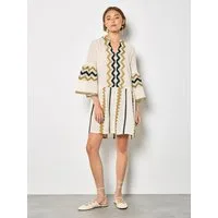 Apricot Druckkleid Tunika-Kleid mit Chevron-Muster