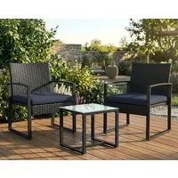 SONGMICS Balkonset Balkonmöbel, Gartenmöbel-Set, aus PE-Polyrattan, für Terrasse, Balkon, (3-tlg., 2 Stuhl, 1 Tisch, mit Kissen), Lounge-Set, Terrassenmöbel, einfache Montage