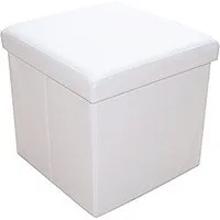 style home Sitzhocker mit Stauraum faltbare Sitzwürfel (Sitztruhe aus Kunstleder, 38 * 38 * 38 cm Weiß), gepolstert Sitzbank Fußhocker für Wohnzimmer Schlafzimmer