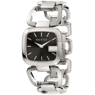 Gucci YA125407 G Damenuhr mit schwarzem Zifferblatt aus Edelstahl