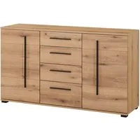 Home affaire Sideboard Cantara, moderner Schrank, Kommode in Eiche Evoke, Weiß oder Kaschmir, schwarze Stangengriffe, ausreichend Stauraum, vielseitig einsetzbar