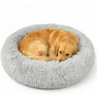 relaxdays Hundebett Rundes Hundebett flauschig, 100% Polyester (Langhaar-Zottelplüsch), 100 cm