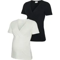 Mamalicious Umstandsshirt MLKERRIE TESS SS JRS TOP 2F 2-P NOOS (Packung, 2-tlg) Baumwollmischung, sehr figurbetont
