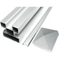 WPC Profi Zaunpfosten Sichtschutz Zaunpfosten Aluminium Pfosten Zaunpfahl 270 x 6,8 x 6,8 cm, (Komplettset, 1-St., mit Blende und Kappe)