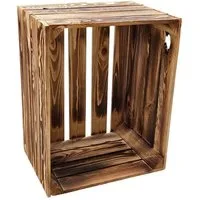 Teramico Holzkiste Weinkiste Holzkiste NEU geflammt 50 x 40 x 30cm, Aufbewahrungsbox