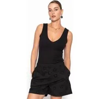 SASSYCLASSY Body Ärmelloser Body mit V-Ausschnitt für Damen