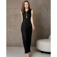 Passioni Maxikleid mit Bindegürtel V-Ausschnitt, Gürtelschleife an der Taille, klassisch