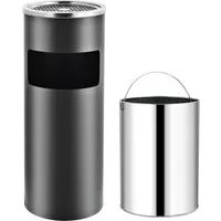 vidaXL Mülleimer Standaschenbecher 30 L Stahl Grau