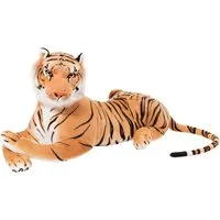 BRUBAKER Kuscheltier XXL Tiger 110 cm liegend (1-St., König des Dschungels), Stofftier Plüschtier