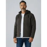 Dry Fashion Fleecejacke Helgoland Herren Wollfleece-Jacke Kapuze - Jacke Fleece Übergansjacke Windabweisend, Verstellbare Kapuze, Reißverschlusstaschen, Innentasche