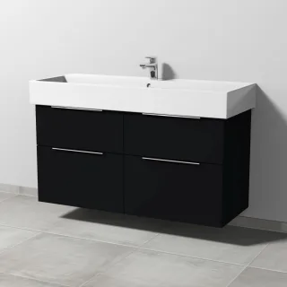 Sanipa 3way Waschtischunterbau zu Duravit Vero Air Waschtisch mit 2 Auszügen, Schwarz-Matt UF43608