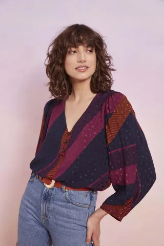 des petits hauts - Bluse SUZOLINE MARTY lila/braun/blau - Gr. - 2