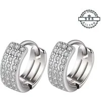 Taffstyle Paar Creolen Mini Ohringe aus 925 Sterling Silber mit Kristallen für Kinder & Damen (Klassich Elegante Mini Creolen mit drei Kristallreihen - Perfekt zum verschenken)