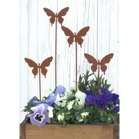LB H&F Lilienburg Gartenstecker 4er SET Gartenstecker Blumenstecker Blumenstab Schmetterling (Metallstecker Edelrost Roststecker zum Stecken Blumenkübel Rostfigur Frühling Ostern Herbst Winter Dekofigur Beetstecker SCHMETTERLINGE ROST, Blumentopfstec