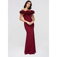 OMBRE Abendkleid Elegantes Maxikleid mit Drappierung am Ausschnitt und Beinschlitz