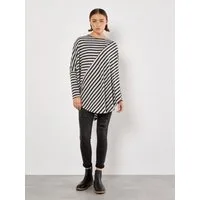 Apricot Streifenpullover gestreiftes Jersey-Top (1-tlg) mit asymmetrischem Saum
