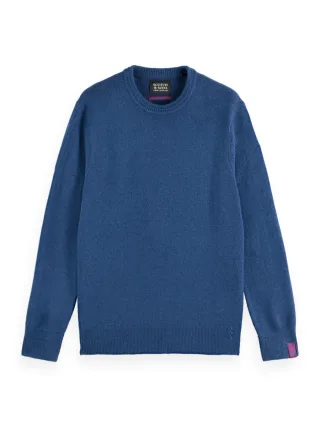 Scotch & Soda - Weicher Strickpullover mit Rundhalsausschnitt und normaler Passform blau - Gr. - L