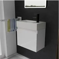 Alpenberger Badmöbel-Set - Waschbecken mit Unterschrank - Badschrank Komplett Vormontiert, (2-tlg., Badezimmerschrank schmal), Komplett vormontierter Waschbeckenunterschrank mit Softclose