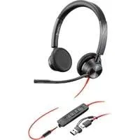 Poly Blackwire 3325M USB-C Stereo-Headset + 3,5 mm-Stecker + USB-C/A-Adapter schwarz, für Microsoft Teams zertifiziert