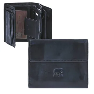 Damen-Geldbörse kompaktes Alltags-Portemonnaie Leder blau 12x10x3cm | Bear Design. Ein funktionales Leder-Accessoire für perfekte Struktur im Alltag.