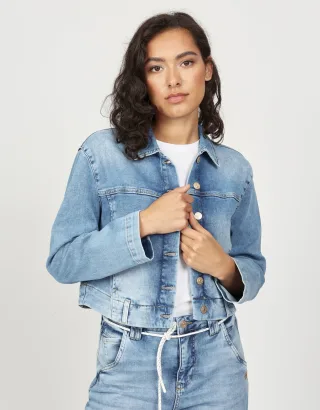 GANG Damen 94ALEXA JACKET - oversized fit light blue key wash