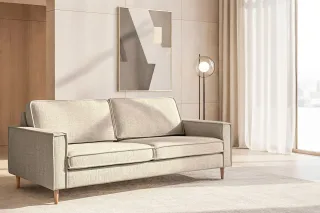Home affaire 3-Sitzer "Pinto Skandi, 206 cm, Chenille, Struktur" mit Keder, Massivholzfüße Eiche geräuchert, Wellenunterfederung
