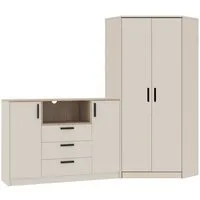 Marmex Möbel Schrank-Set GRANT SET 39 C Kommode Eckschrank Mehrzweckschrank-Set, (2-St), Scharniere Soft-Close, Vollauszug der Schubladen, Kabeldurchführung