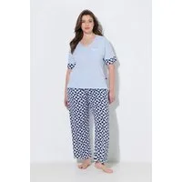 Ulla Popken Pyjama Pyjama Karo V-Ausschnitt Halbarm