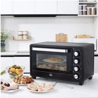 HOMCOM Minibackofen 32L Mini Ofen mit Grillrost, Backblech, mit 3 Kochmodi, Schwarz 52,2 x 38,1 x 33,5 cm