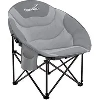 Skandika Campingstuhl Moonchair Sirkka Gartenstuhl, Faltsessel bis 150 kg, klappbar, faltbar (stabiles Rahmensystem, praktische Seitentasche), gepolstert, Tragegriff, Kühlfach, Anti-Rutsch-Füße, Mondsessel Camping