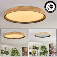 hofstein Deckenleuchte Deckenlampe aus Holz/Metall/Kunststoff in Natur/farbenWeiß, LED wechselbar, 3000 Kelvin, im skandinavisch/modernen Design mit rundem Schirm (50cm), 1-flammig