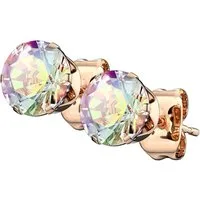 Taffstyle Paar Ohrstecker Runde Ohrstecker Edelstahl Ohrringe Rosegold Kristall Rainbow 3mm (Damen Herren zum Geburtstag Weihnachten Valentinstag Muttertag), Ohrringe Stecker Ohrstecker Schmuck Geschenke für Frauen Freundin