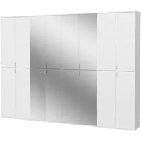 Inn.Furn Garderobenschrank SystemX (Schuhschrank in weiß Hochglanz mit Spiegel, 244 x 193 cm) Variable Inneneinteilung