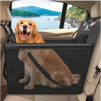 POPOLIC Hunde-Autositz Hunde-Reisesitz für kleine & mittlere Hunde – mit Sicherheitsgurt, wasserdicht & faltbar – robuste Autoschondecke (Autositzbezug)