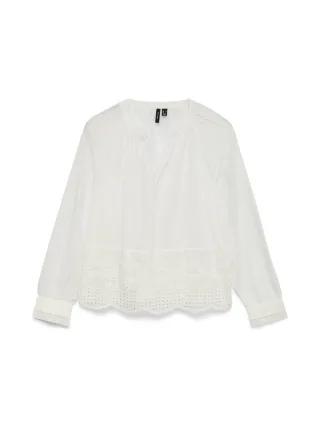 VERO MODA - VMMILANA LS TOP WVN Snow White - Gr. - M