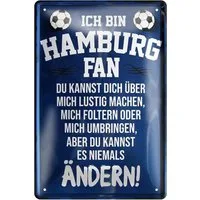 schilderkreis24 Metallschild Blechschild Ich bin Hamburg Fan 30x20cm